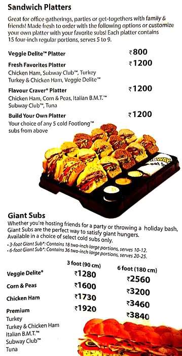 Subway menu 