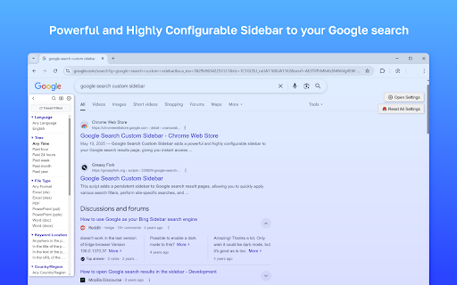 Google Search Custom Sidebar