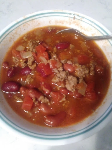 Chili con carne in a bowl