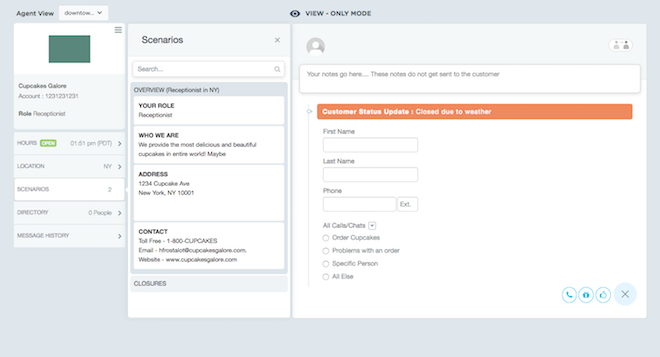 AnswerConnect Agent View showing status update in Client Web Access