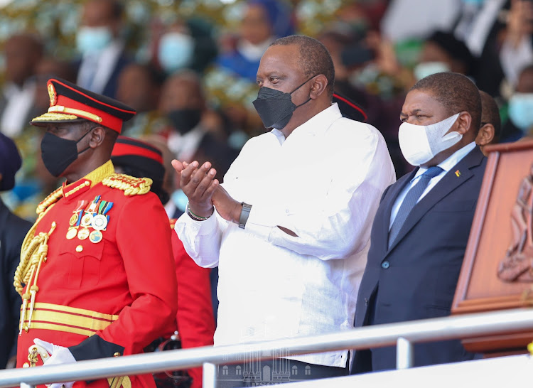 President Uhuru Kenyatta on Thursday joined his host Samia Suluhu Hassan at a celebration to mark 60 years of mainland Tanzania's independence at Uhuru Gardens in the country's commercial capital Dar es Salaam.