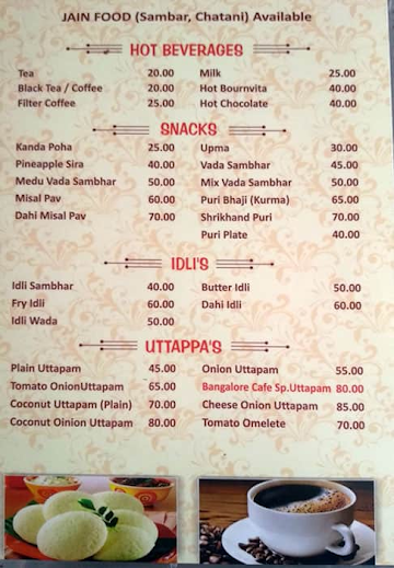 Bangalore Cafe menu 