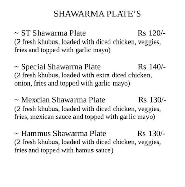 Shawarma Time menu 