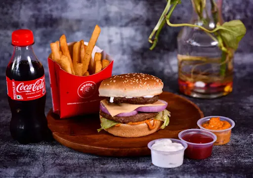 Double Mutton Burger Meal(BURGER+COCA COLA +FRIES)