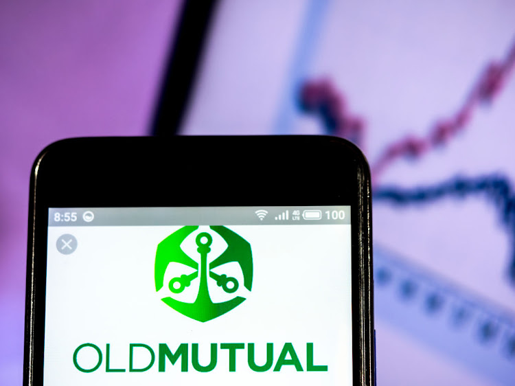 Old Mutual Limited Group logo seen displayed on a smart UKRAINE - 2019/03/16: In this photo illustration, the Old Mutual Limited Group logo seen displayed on a smartphone. (Photo Illustration by Igor Golovniov/SOPA Images/LightRocket via Getty Images)