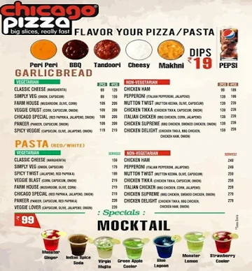 Chicago Pizza menu 