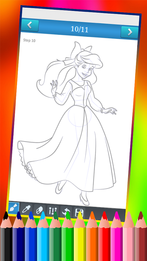 Android application How to Draw Ariel Cartoon Free screenshort