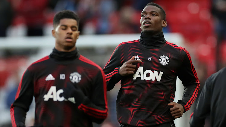 Manchester United’s Paul Pogba and Marcus Rashford during a past warm up session