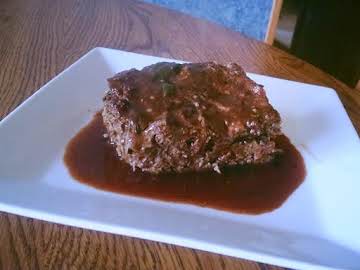 Mushroom Stuffed Meatloaf with Red Wine Jus