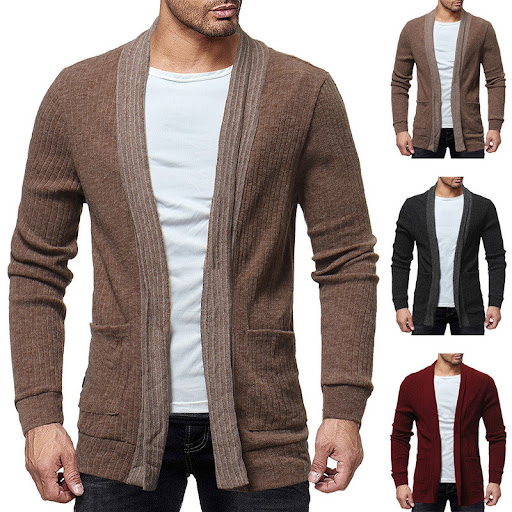 Title 3, European and American Mens Cardigan Knit Sweat...