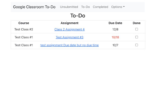 Google Classroom To-Do List