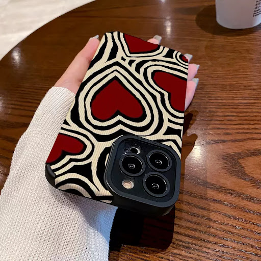 Title 5, Red Silicone Phone Case with Vertical Stripes a...