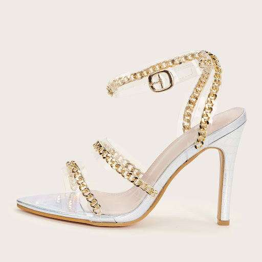 Title 4, New Chain Vamp Pointed Toe Stiletto High Heel S...