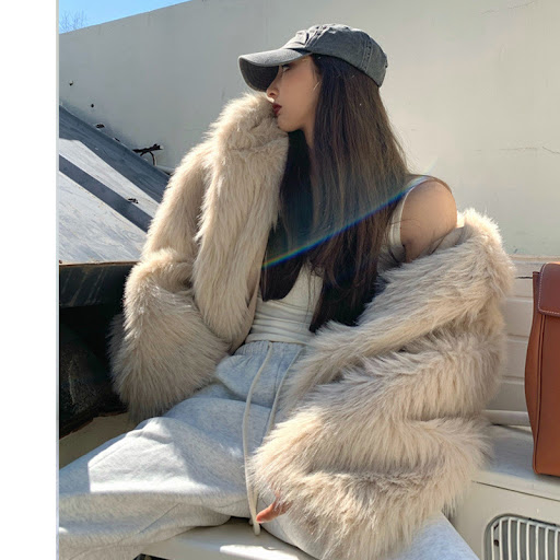 Title 3, Loose Casual Hooded Warm Faux Fur Jacket Stay C...