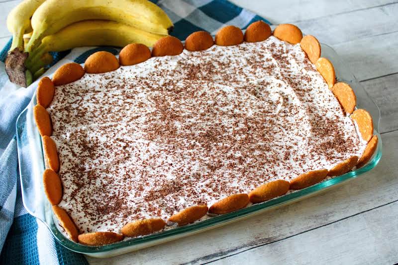 Banana Pudding Squares Ready To Be Sliced.