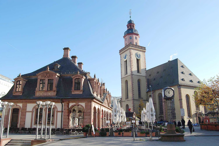 Hauptwache & St. Catherine's church in Frankfurt, Germany.