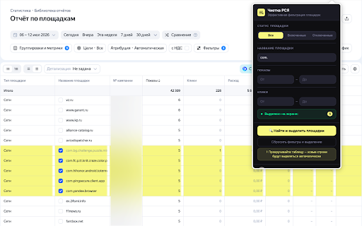 Чистка РСЯ screenshot 1