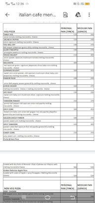 Italian PB Cafe menu 1