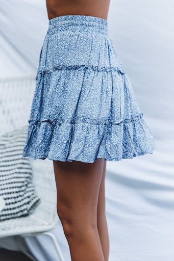 Title 38, High waist ruffled floral skirt printed beach A...