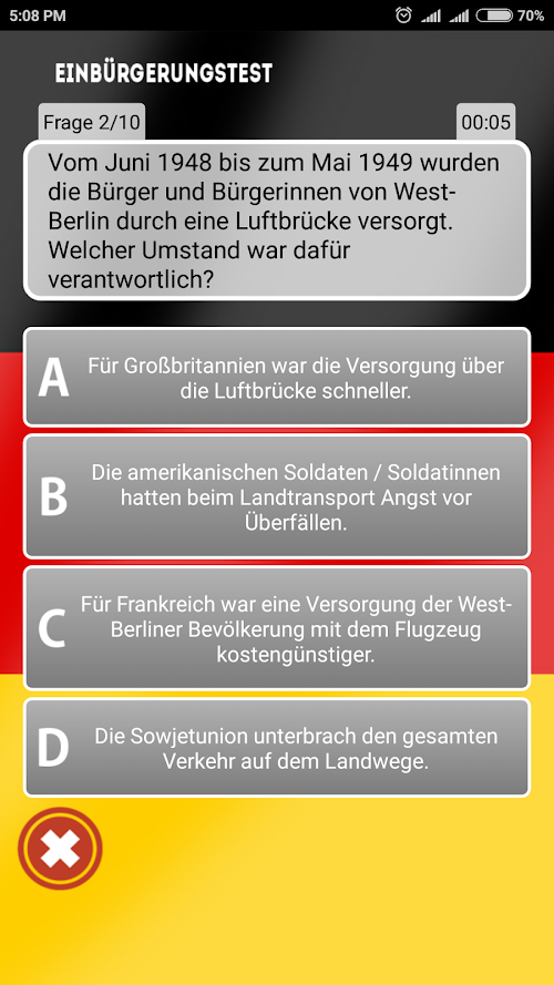 Android application Einbürgerungstest 2016 Gratis screenshort