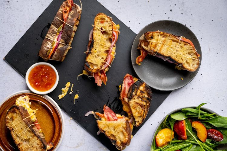 The ultimate Eskort bacon, cheese and tomato braai broodjies.