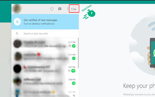 GainTime - Audio Speed for WhatsApp chrome extension