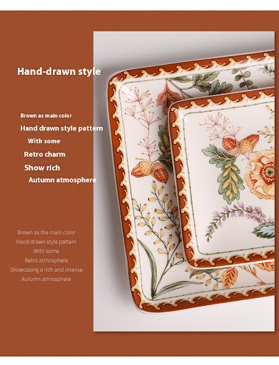 Title 9, Retro Ceramic Plate for Western Food, Steak, La...