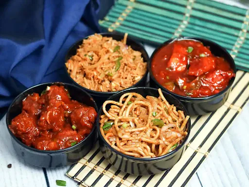 Chowmein + Chilly Potato + Veg Manchurian Dry + Fried Rice