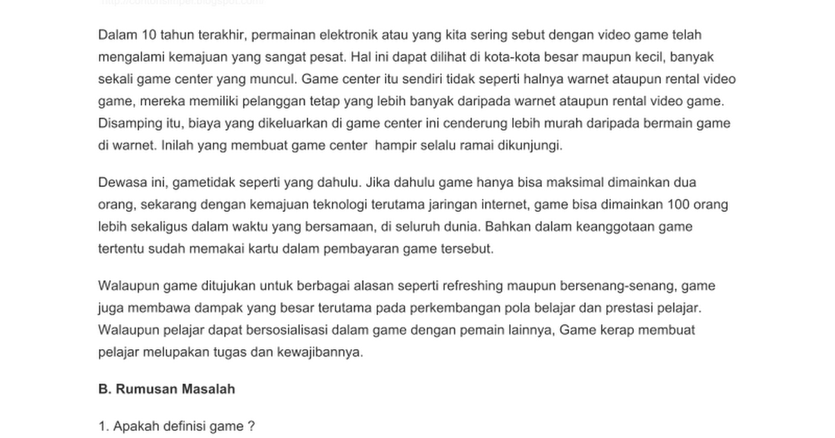 Contoh makalah karya ilmiah sederhana - Google Docs