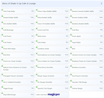 Shake It Up Cafe & Lounge menu 