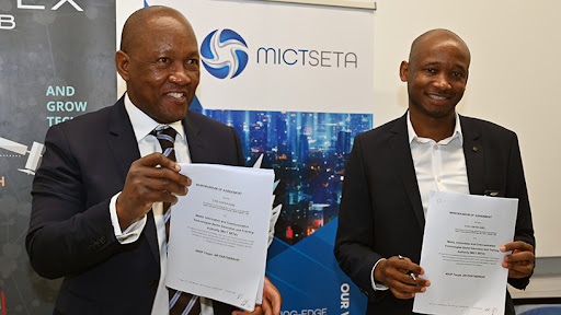 Andile Ngcaba, chairman of Convergence Partners and Cortex Hub patron, and MICT SETA CEO Matome Madibana.