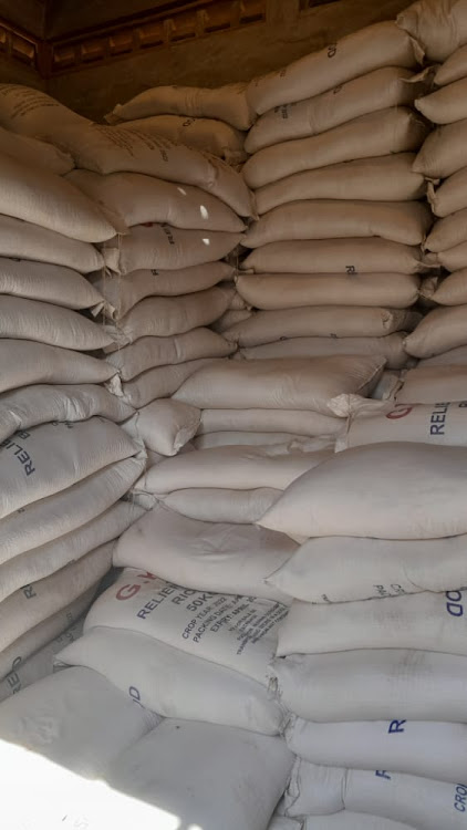 Food brought by government at county cereal board warehouse in Kwale.