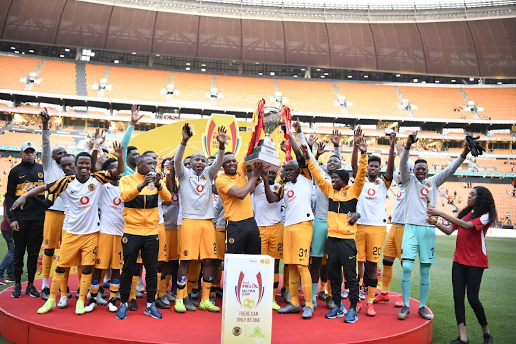 Kaizer Chiefs players celebrates winning during the Shell Helix Ultra Cup match between Mamelodi Sundowns and Kaizer Chiefs at FNB Stadium on October 12, 2019 in Johannesburg. Two unnamed Kaizer Chiefs players have tested positive for Covid-19.