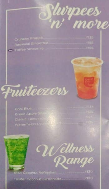 Cafe Coffee Day menu 