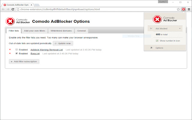 Comodo AdBlocker chrome extension