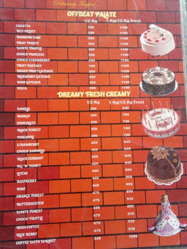 Bake Cafe menu 