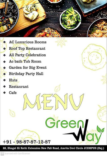 Green Way Restaurant & Rooms menu 