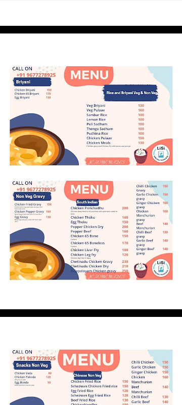 JC Home Mades menu 