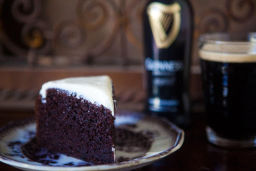 Get in the mood for St. Patrick's Day with this rich, chocolatey, moist, out-of-this-world chocolate Guinness cake complete with foam looking icing.