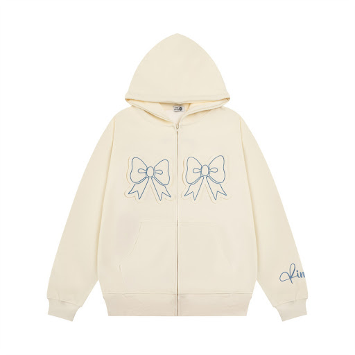 Title 9, Bow Paste Cloth Embroidery Hooded Cardigan Swea...