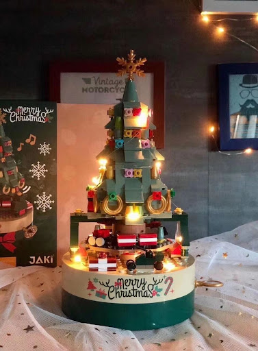 Title 1, DIY Building Blocks Music Box Christmas Tree Mo...