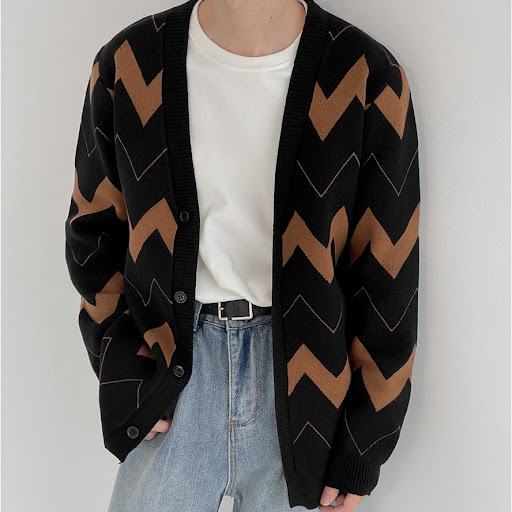 Title 4, Mens Wave Pattern Cardigan Sweater, a comforta...
