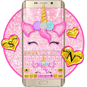 Pink Glisten Unicorn Keyboard Theme  Icon