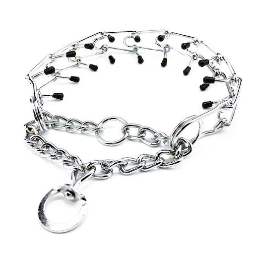 Title 4, Chrome Plated Pinch Dog Collar with Rubber Tips...