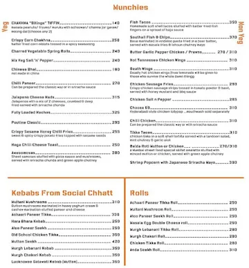 Versova Social menu 