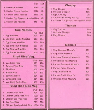 Prince Snacks & Momo's Point menu 