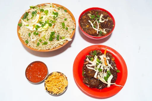Veg Triple Rice + Veg Manchurian Dry + Manchow Soup