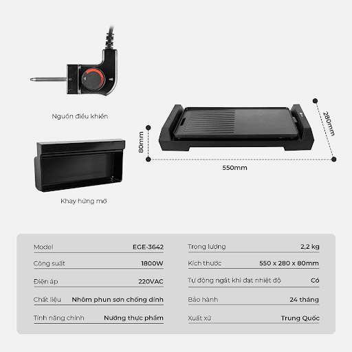 Vỉ nướng điện Elmich EGE-3642