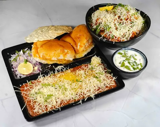 Cheese Pav Bhaji With Cheese Tawa Pulao [2 Butter Pav ]