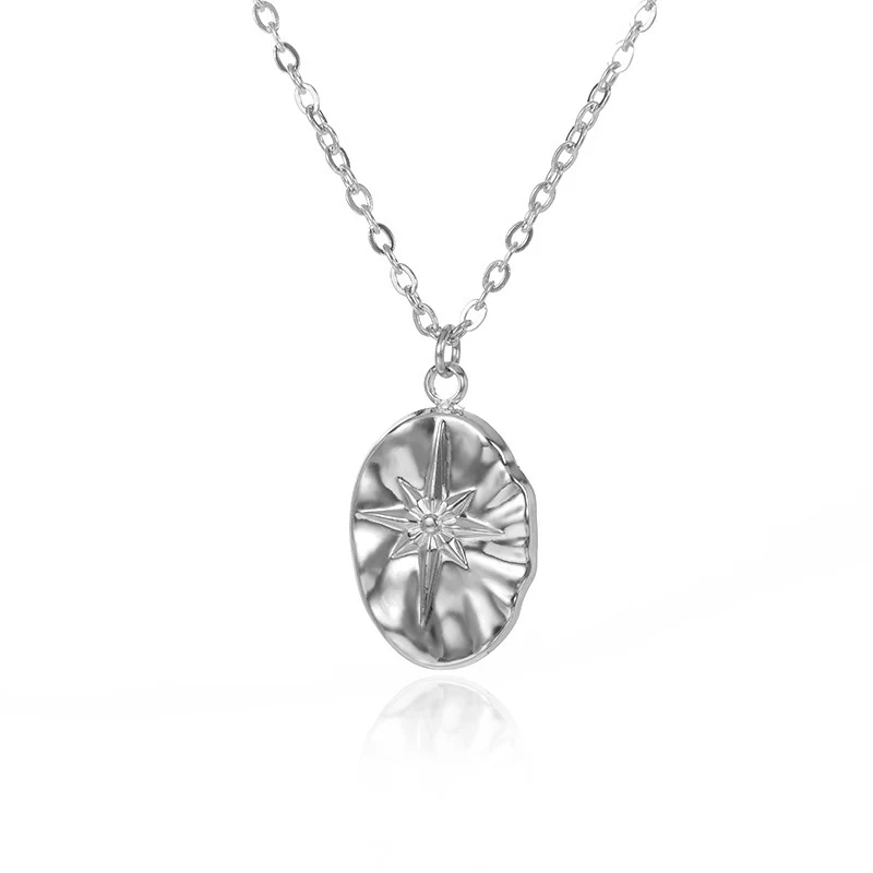 Collier pendentif plaque ronde design de niche Simple, un bijou élégant et minimaliste, parfait pour un usage quotidien ou un cadeau.